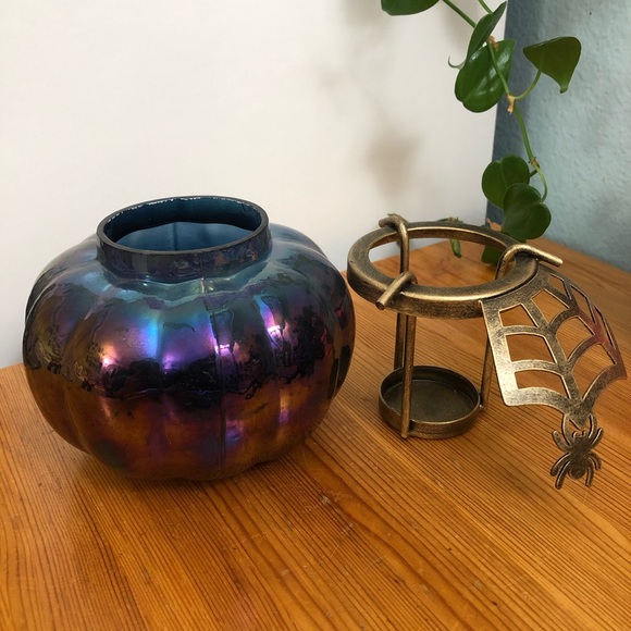 Multicolored Glass Pumpkin Candle Holder - Picture 4 of 4
